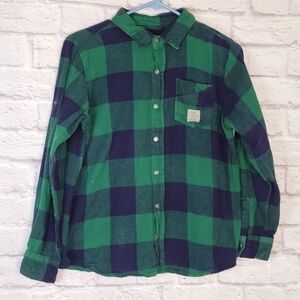 Woolrich Boys 14/16 Buffalo Check Long Sleeve Button Down Snaps, Flannel Shirt